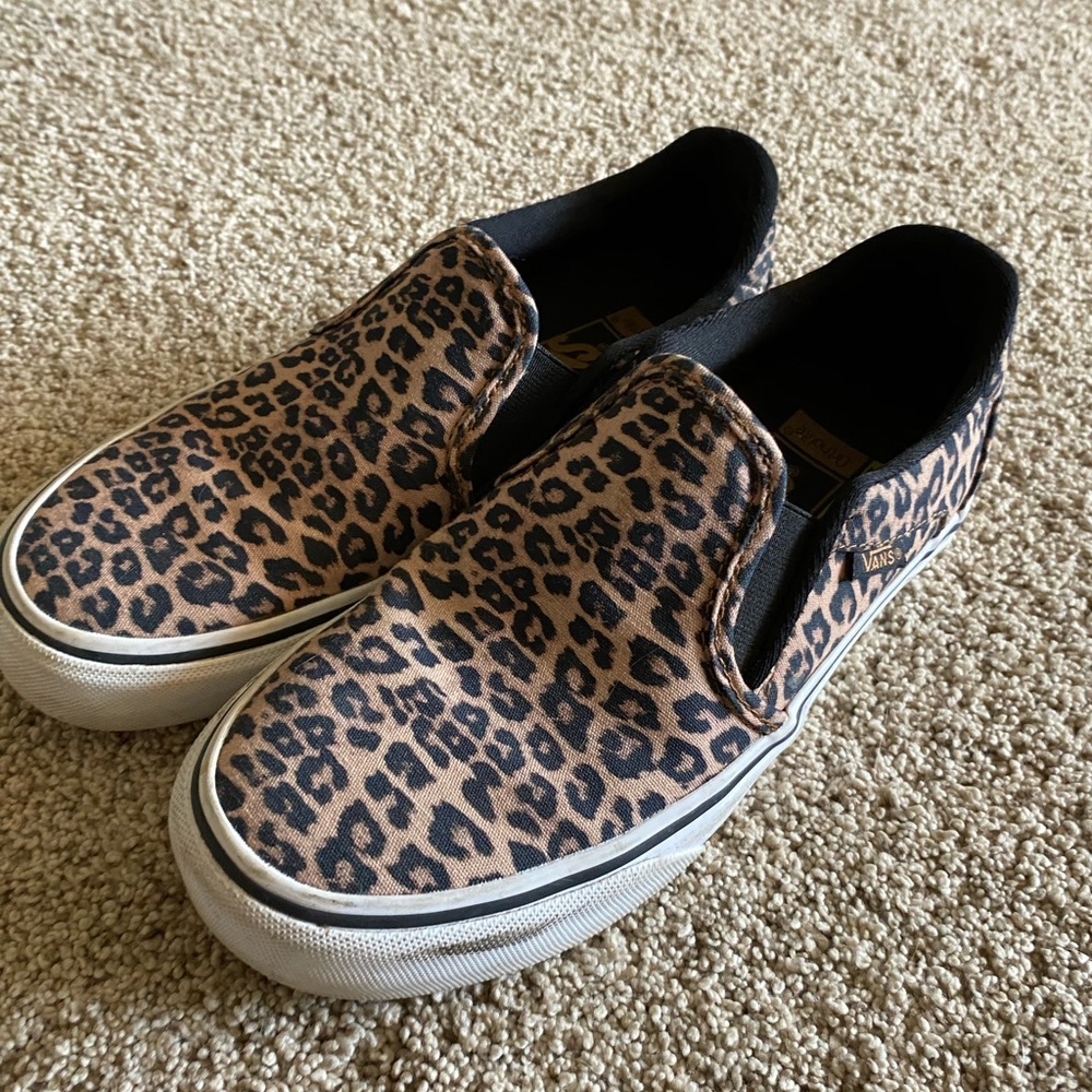 Cheetah print slip on Vans